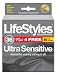 LifeStyles Extra Pleasure Brand 1746 Ultra Sensitive Condoms, Lubricated, 36-Count Boxes (Pack of 2)