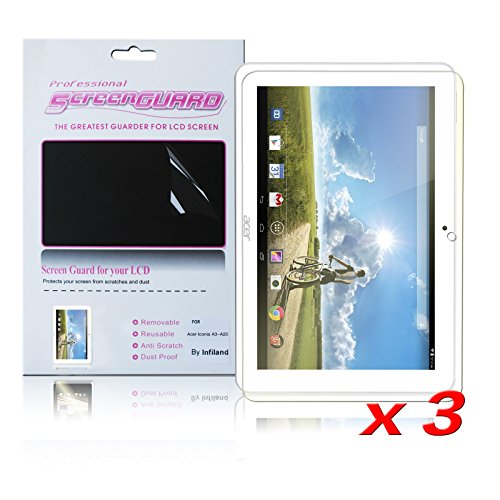 Infiland 3-PACK Cystal Clear Screen Protector Film Guard For 10.1