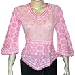 3/4 Sleeve Top Cotton Pink Embroidered Dress Size S