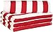 Utopia Premium Beach Towel 30-Inch x 60-Inch, 4-Pack, Red Cabana Stripe