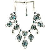 Cabochan Drop Bib Necklace - Aqua