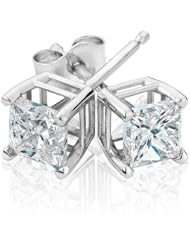Princess Diamond Solitaire Earrings 1ctw