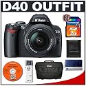 Nikon D40 6.1MP Digital SLR Camera + Nikon 18-55mm AF-S Lens + Nikon SLR Gadget Bag + Transcend 2GB 133x SecureDigital Card + USB Card Reader