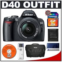 Nikon D40 6.1MP Digital SLR Camera + Nikon 18-55mm AF-S Lens + Nikon SLR Gadget Bag + Transcend 2GB 133x SecureDigital Card + USB Card Reader