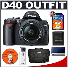 Nikon D40 6.1MP Digital SLR Camera + Nikon 18-55mm AF-S Lens + Nikon SLR Gadget Bag +... 