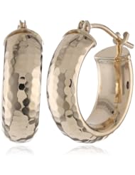 Duragold 14k Yellow Gold Half Round Diamond-Cut Hoop Earrings