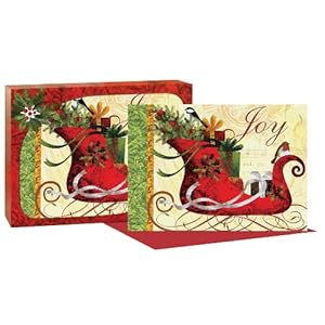 CR Gibson Winter Garden Boxed Christmas Cards, Sleigh - 12 Count CR Gibson Winter Garden Boxed Christmas Cards, Sleigh - 12 Count