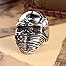 Fashion Plaza Mens's 316L Stainless Steel Devil Mummy Head Ring, Silver and Black Sz 7-15