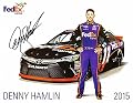 AUTOGRAPHED 2015 Denny Hamlin #11 FedEx Express Racing (Joe Gibbs Racing) Signed 9X11 NASCAR Hero Card with COA