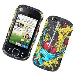 Motorola CLIQ XT (T-Mobile) Snap-On Rubberized Protector Hard Case Image Cover "Love Is Victory" Design