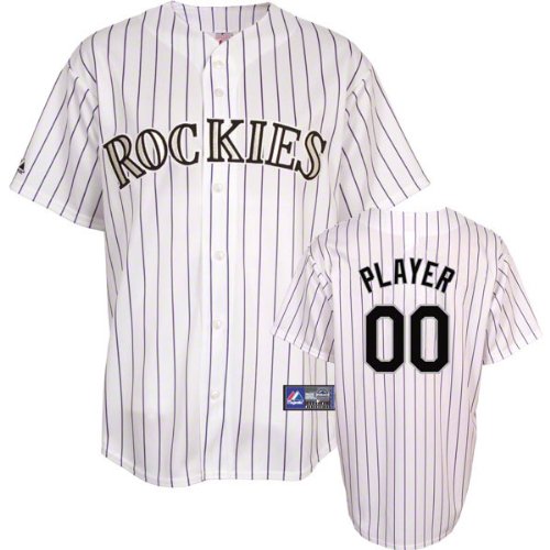 MLB Men's Colorado Rockies Replica Jersey Personalized (White/Purple Pinstripe, 44/Large)