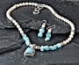 Genuine Larimar / Pearl / Silver Jewelry