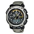 CASIO Pro Trek PRW-5000T-7ER - Reloj de caballero de cuarzo, correa de titanio color plata