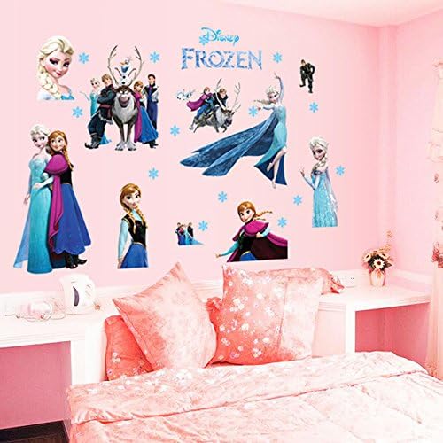 16goodmall Hot Sale Cartoon Moive Queen Elsa Frozen Princess 3d Removable Decal Wall Sticker for Kid's Room Decoration