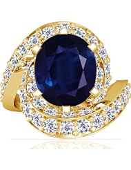 18K Yellow Gold Oval Cut Blue Sapphire Ring With Sidestones (GIA Certificate)
