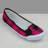 STATIC Women's Sneakers Black and Fuchsia Plaid