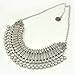Bessky Bohemian Silver Necklace Retro National Wind Carved Statement Bib Choker