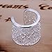 Noble Jewelry 925 Silver Women Ring Wide Hearts With Zircon Open