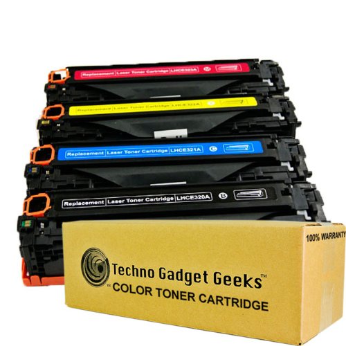 Techno Gadget Geeks 4 Pack CE320A CE321A CE322A CE323A Cyan Magenta Yellow Black Toner Cartridge Fits Color LaserJet Pro CM1415 CM1415fnw mfp CM1415fnw CP1525nw CM1415 CM1415mfp CM1525 CM1525 On Sale