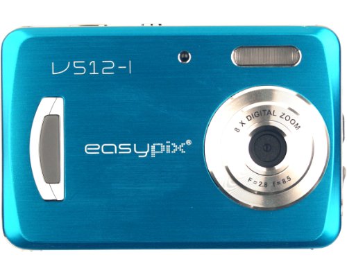 Easypix V512-G Digitalkamera (5 Megapixel, 8-fach digitaler Zoom, 6,1 cm Display) blau