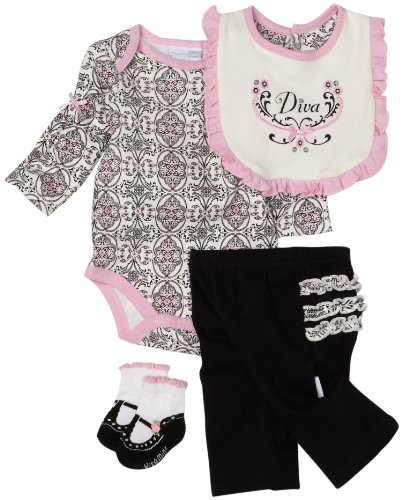 Vitamins Playwear Baby-girls Newborn Diva 4 Piece Pant Set,
