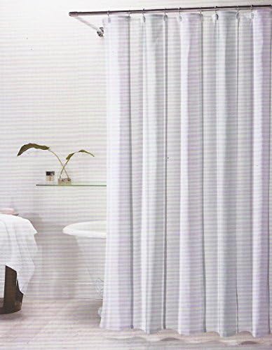 Hotel Twenty-one Fabric Shower Curtain, 100% Cotton (Pink Grey White Stripe)