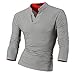 jeansian Mens Dress Casual Slim Fit Long Sleeve POLO T-Shirts D307