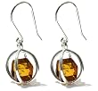 Sterling Silver Honey Amber Millennium Collection Spherical Earrings