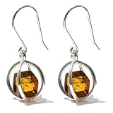 Sterling Silver Honey Amber Millennium Collection Spherical Earrings