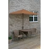 TERRACE MATES 36 ADENA All Weather Wicker in Coffee Color 7.5 Ft. Teak Sunbrella Set