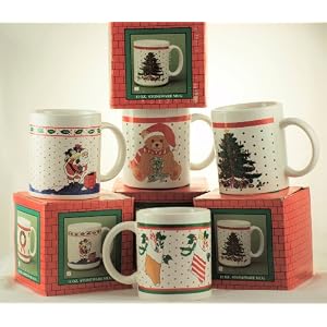 1991 - RGA Industries Inc - Christmas Treasures - Set of 4 - 11 oz. Stoneware Christmas Mugs -... by Christmas Treasures