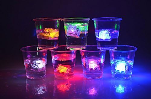 48 pcs Party Decorative Ice Cubes Light- Water Submersible LED Liquid Sensor Light for Wedding Party Bar Club Champagne Tower Holiday Decoration -Pink