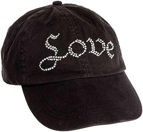 Women's Crystal Love Gothic Adjustable Baseball Cap Rhinestone Bling Hat (Black)