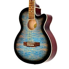 4/4 Akustik Gitarre "Western Style" Blue Tiger Dekor, Walnuss Griffbrett und Ersatzsaiten