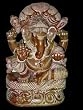 Sitting Ganesha Statue on Lotus Base with 5 Hooded Serpent Pink Stone Sculpture 8 Inch