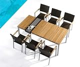 Table et chaises jardin teck et poly-rotin beaujolais