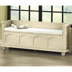 Harwick 60w Lift - top Storage Bench With Fabric Seat, 60W IVORY FBRC, ANTIQUE WHITE