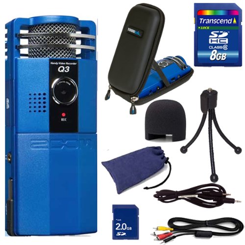 Zoom Q3 Handy Digital Camcorder Video Recorder with Transcend 8GB SD Card, TourTek Q3 Case, Tripod, & 6 Foot 1/8