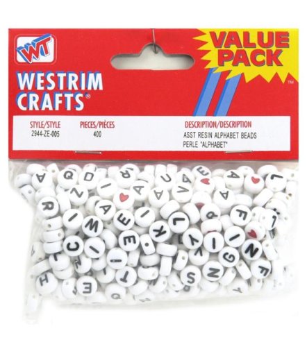 Childrens Toyshop  Toys : Resin Alphabet Beads 400/Pkg - White