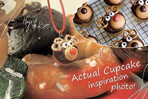 Christmas Reindeer Pendant ~ Rudolf Cupcake Necklace ~ Food Jewelry
