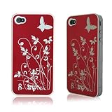51TtToudVUL. SL160  White Frame Butterfly Hard Back Case Cover for Apple iPhone 4 4G AT&T Red