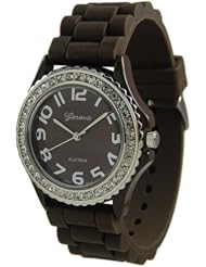 Geneva Platinum Womens 6886.Brown Brown Rubber Quartz Watch with Brown Dial