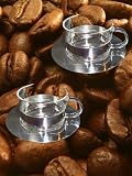 Produkt-Bild: James Premium&reg; Coffee & More Teeglas mit 200ml mit Edelstahlring und Edelstahlteller 2 er Packung