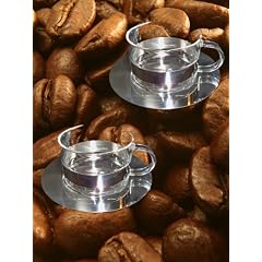 James Premium� Coffee & More Teeglas mit 200ml mit Edelstahlring und Edelstahlteller 2 er Packung
