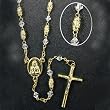 Gold-Plated Rosary with 5mm Glass and Gold Filigree Beads with 12" Chain