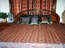 7p Darkslateblue Floral Sari India Bedding Bedspread Duvet King/ Queen.