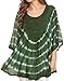 Sakkas Alannis Tie Dye Circle Poncho Top with with Wide Scoop Neck and Embroidery