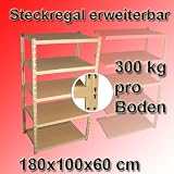 Steckregal Grundregal 180x100x60 cm 5 Holzb�den Traglast 300 kg pro Boden anbauf�hig