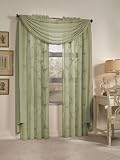 Solid Color Window Scarf Valance - Semi-Sheer with Ribbon Embellishment