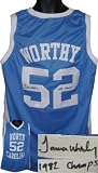 Autographed James Worthy Jersey - North Carolina Tar Heels Blue Custom 1982 Champs JSA Hologram - Autographed NBA Jerseys